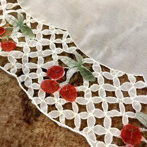 Cottagcore Sheer Cherry & Lace Fabric curtain valance 58"x12"